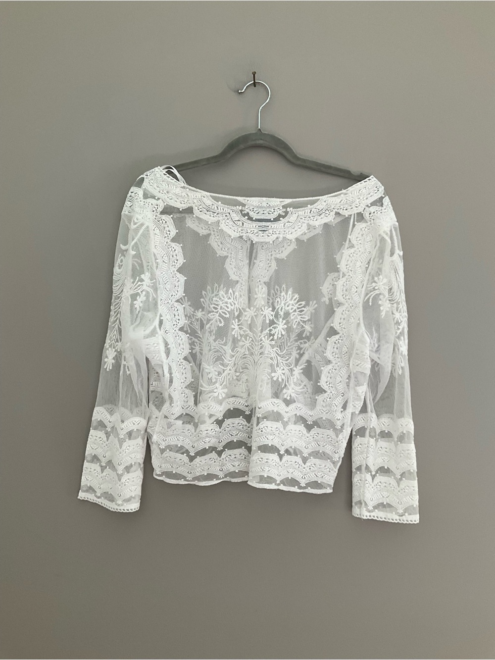 Rabbit Rabbit Rabbit White Embroidered Mesh Cardigan. - Picture 9 of 10